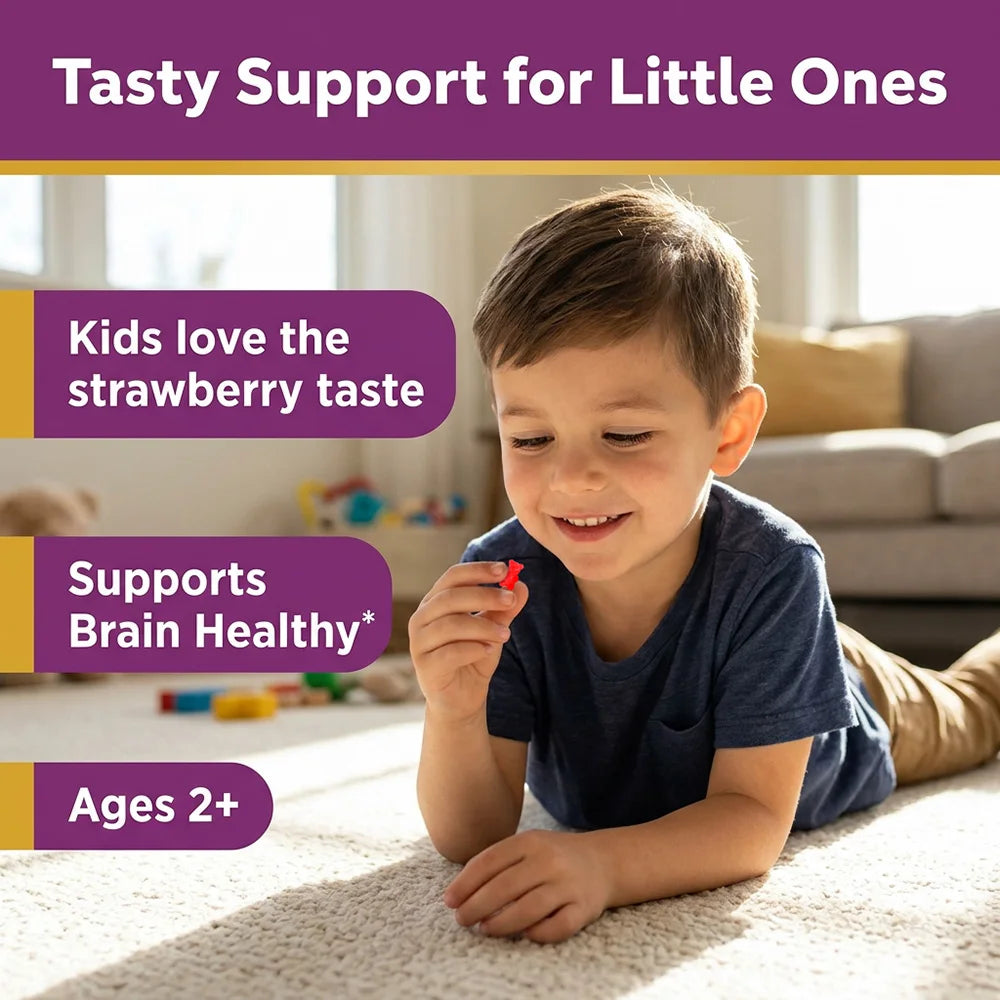 Kids' Focus Gummies, with Ginkgo Biloba, Potassium, Improve Children's Focus and Attention, Enhance Brain Function Peaceful Pleasures Health and Wellness