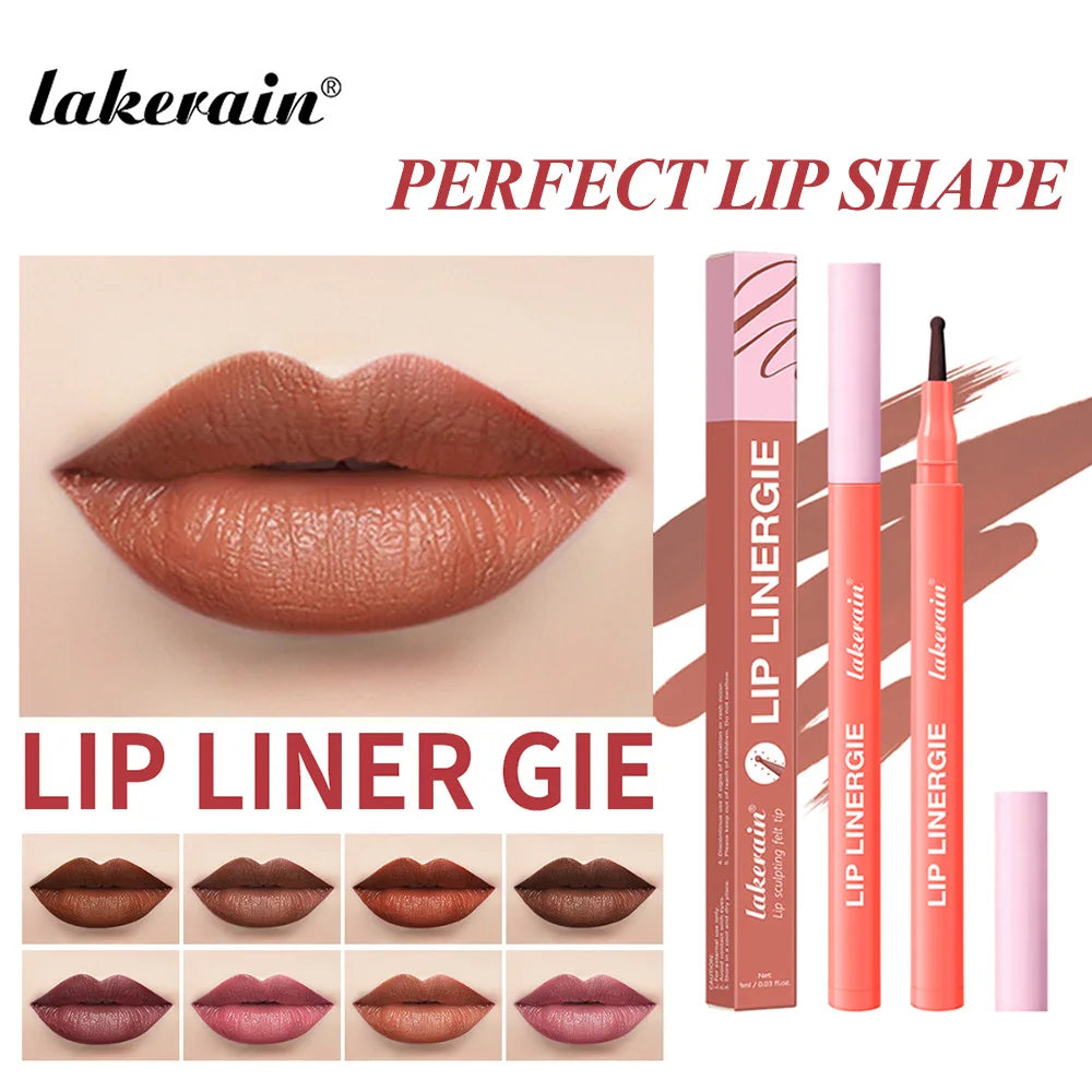 Lakerain Lip Liner Flexible Ballpoint Felt Tip Waterproof No Transfer & Smudges Long Lasting Lip Liner Stain 8 Color Lips Makeup Peaceful Pleasures Health and Wellness