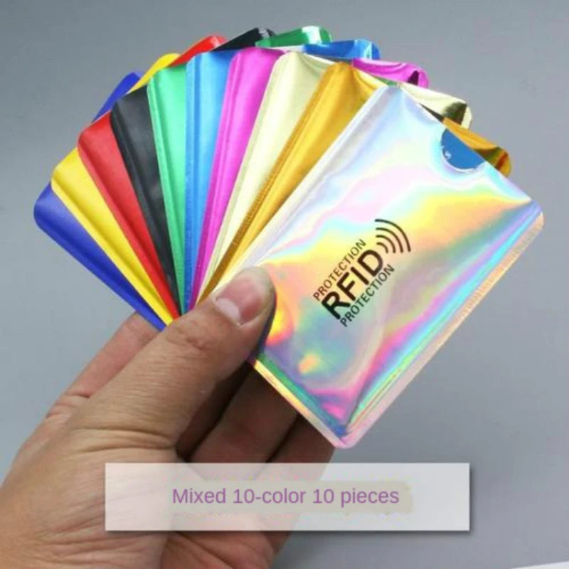 10pcs Anti Rfid Credit Card Holder Blocking Reader Lock Blocker Bank Cards Protector Shielding Bag Colorful Anti-theft Card Case Peaceful Pleasures Health and Wellness Mix colors