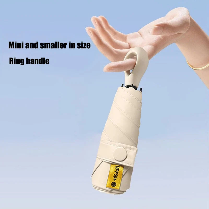 Portable 5-Fold UV & Rain Umbrella with Hollow-Out Handle