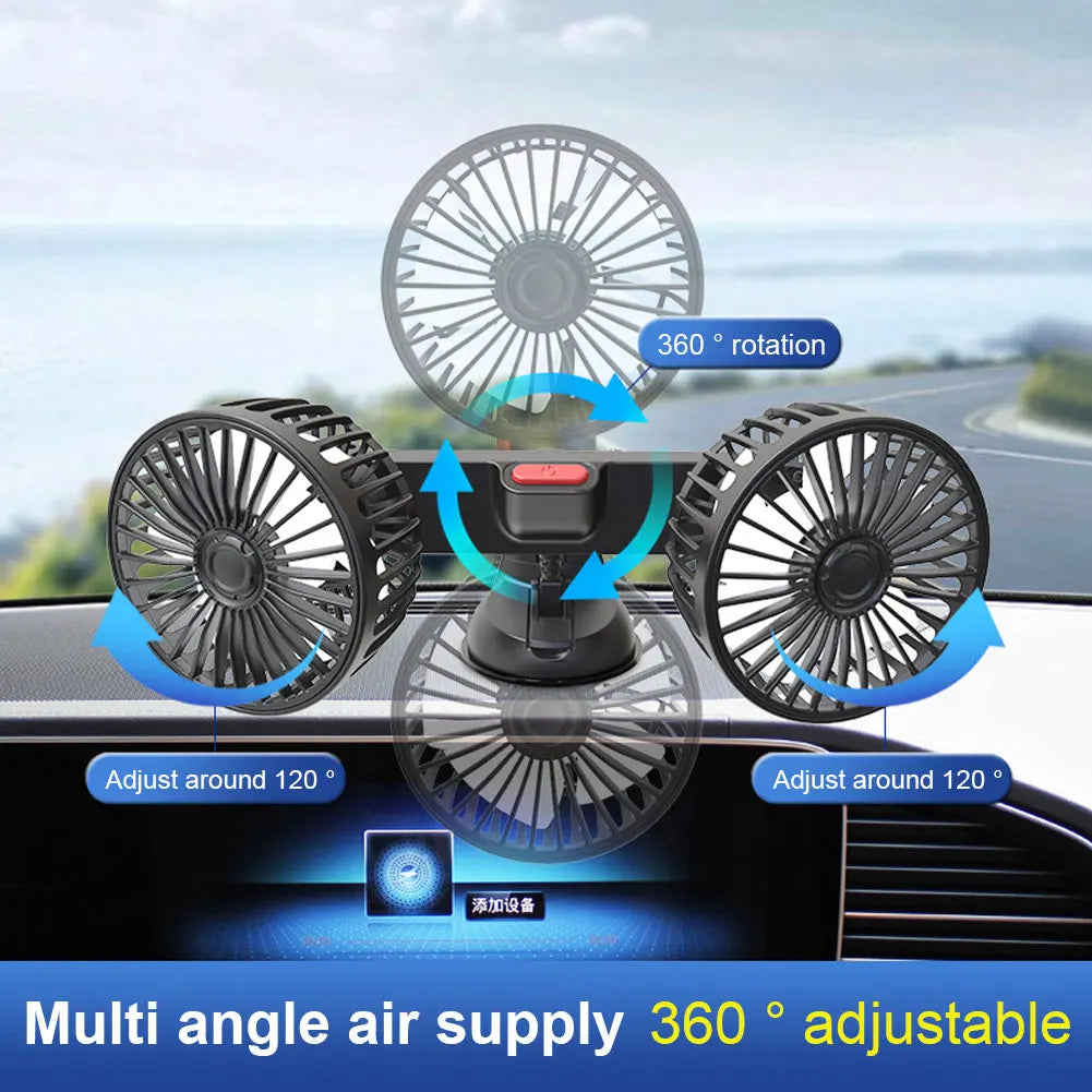 USB Dual Head Air Circulator Fan – 360° Rotation, 3 Speeds Peaceful Pleasures Health and Wellness