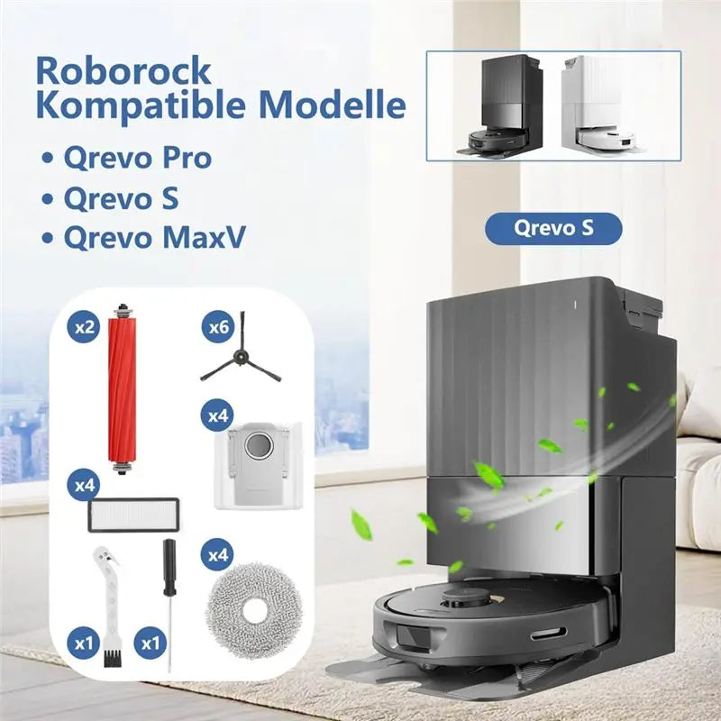 A36T-Accessories Compatible With Roborock Q Revo Rbot Vacuum Cleaner, Roller Brushes,HEPA Filters, Dust Bags,Side Brushes Peaceful Pleasures Health and Wellness