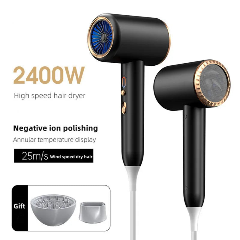 New Generation High-Speed Hair Dryer 2400W High-Power Blue Light Negative Ion Ultra Silent Recommended For Home Hair Salons Peaceful Pleasures Health and Wellness