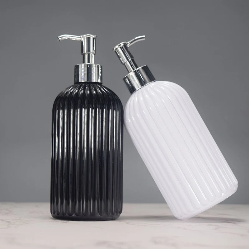 500ml Striped Soap Dispenser Bathroom Shower Wash Shampoo Bottle Refillable Kitchen Dish And Hands Soap Container Peaceful Pleasures Health and Wellness