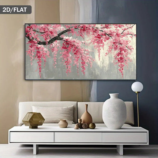 Modern Cherry Blossom Canvas Wall Art – Minimalist Unframed Canvas Wall Art Peaceful Pleasures Health and Wellness 70x140cm No Frame ZLH10461
