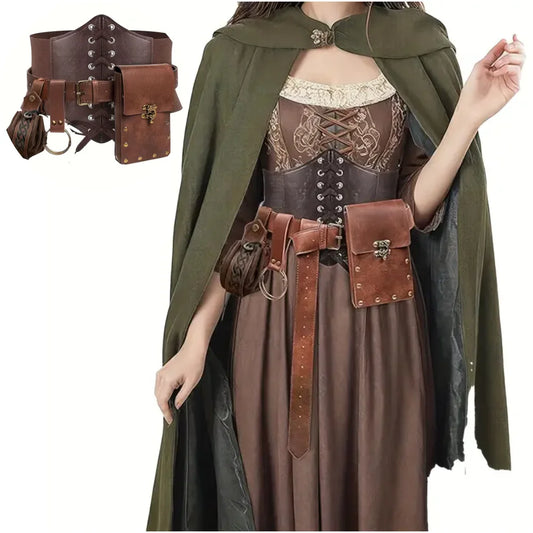 Medieval Cosplay Steampunk Leather Backpack Waist Ring Belt Pouch Peaceful Pleasures Health and Wellness