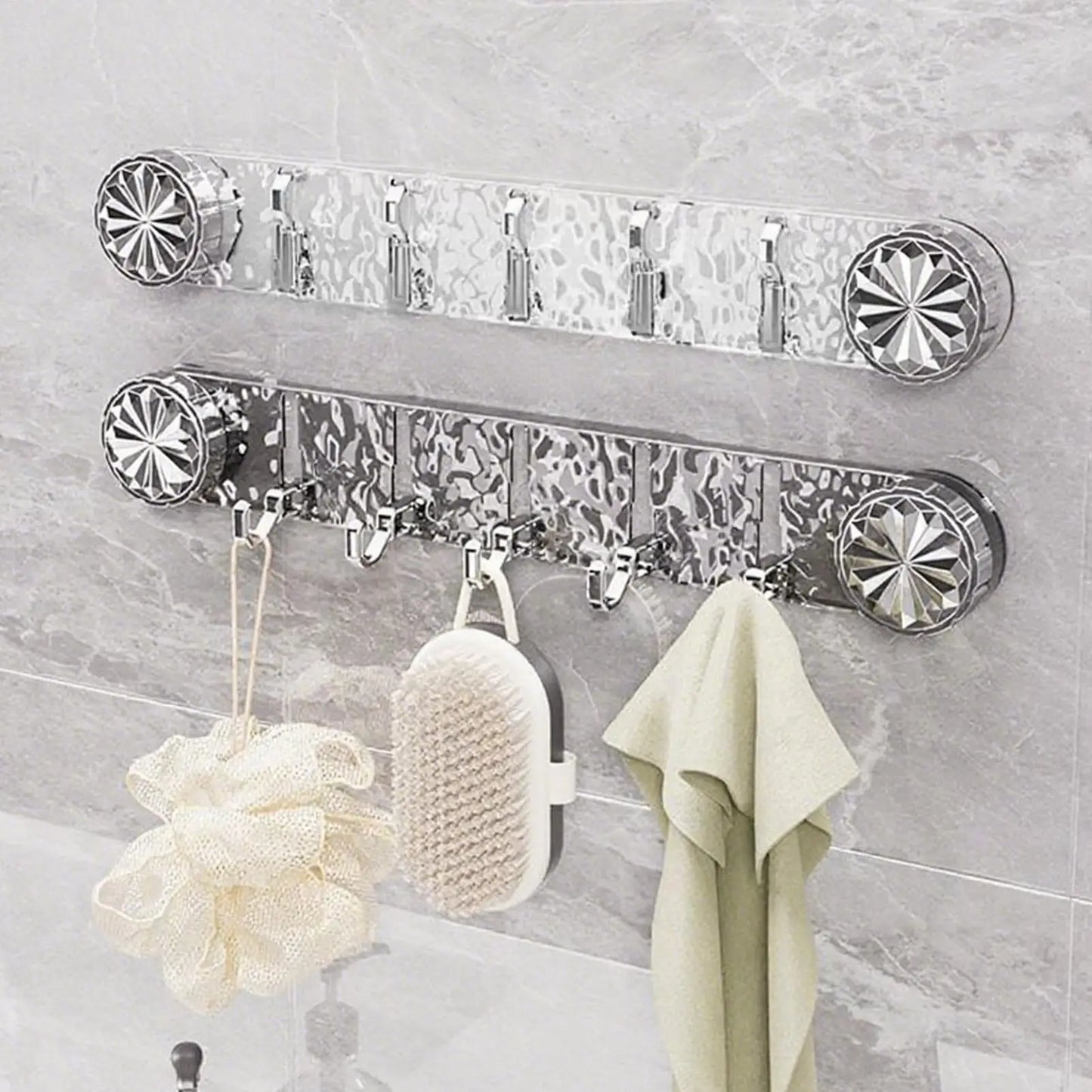 Heavy-Duty Suction Cup Shower Hook with 5 Hooks Non-Slip Towel Hanger for Bathroom, Kitchen & Laundry, Wall Mount Organizer Peaceful Pleasures Health and Wellness