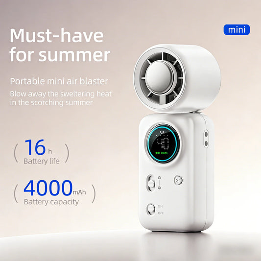 Portable Mini Handheld Fan 4000mAh High Speed Cooling LED Display 100 Adjustable Settings USB Rechargeable Desk Fan Travel Peaceful Pleasures Health and Wellness