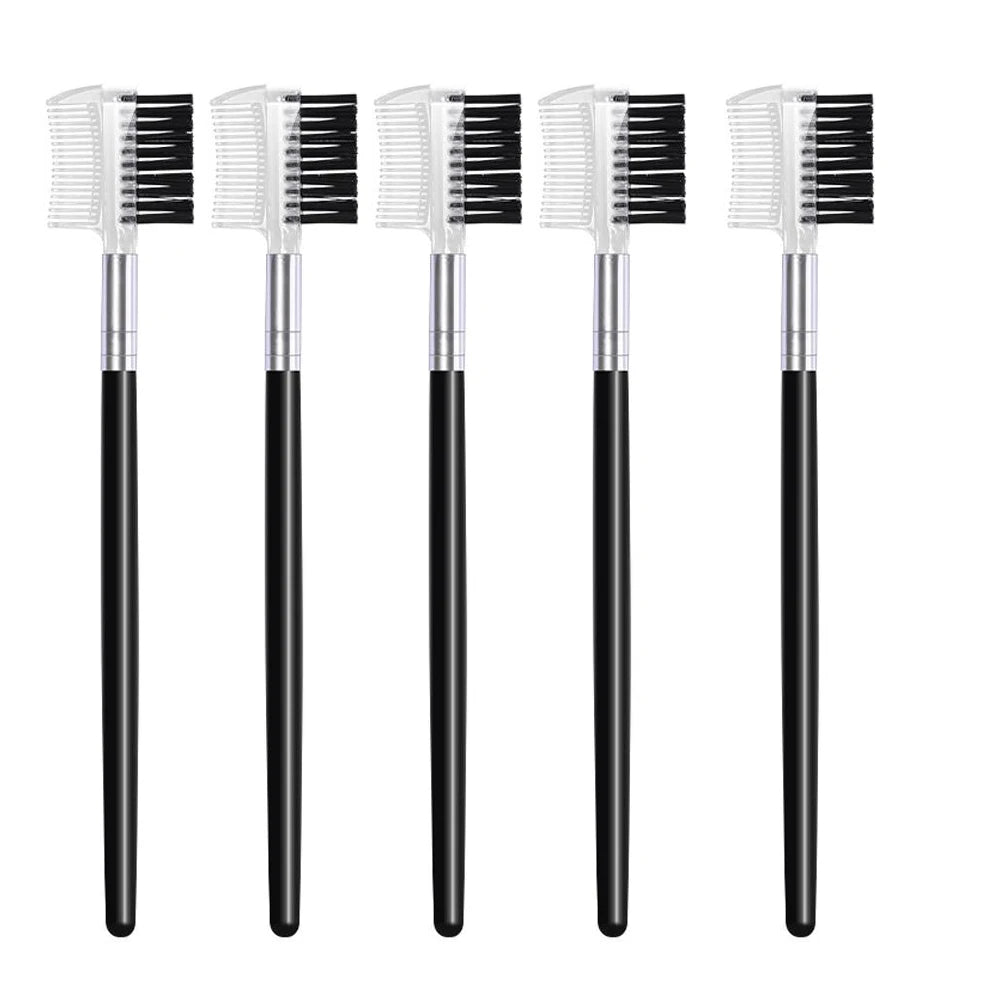 Dual-Headed Eyebrow Comb Makeup Brush Beauty Tool Professional Lash & Brow Comb, Dual-Sided Brush Creates Groomed Lashes & Brows Peaceful Pleasures Health and Wellness black-5pcs