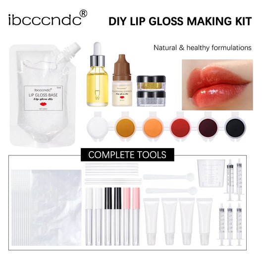 NEW DIY Lip Gloss Kit Moisturizing Clear Lip Gloss Base Gel 100ml With Lipgloss Tubes Pigment Powder Glitter Flavor Essence Oils Peaceful Pleasures Health and Wellness as shown