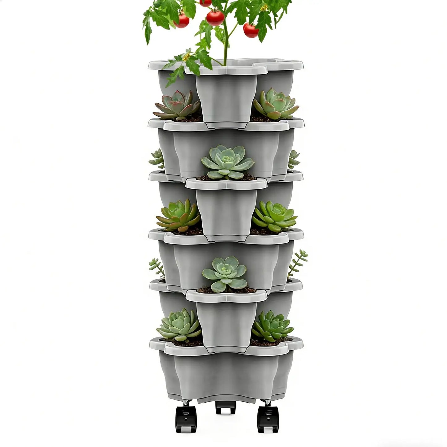Stackable Vertical Planter 4/5/6-Tier with Wheels | Garden Tower