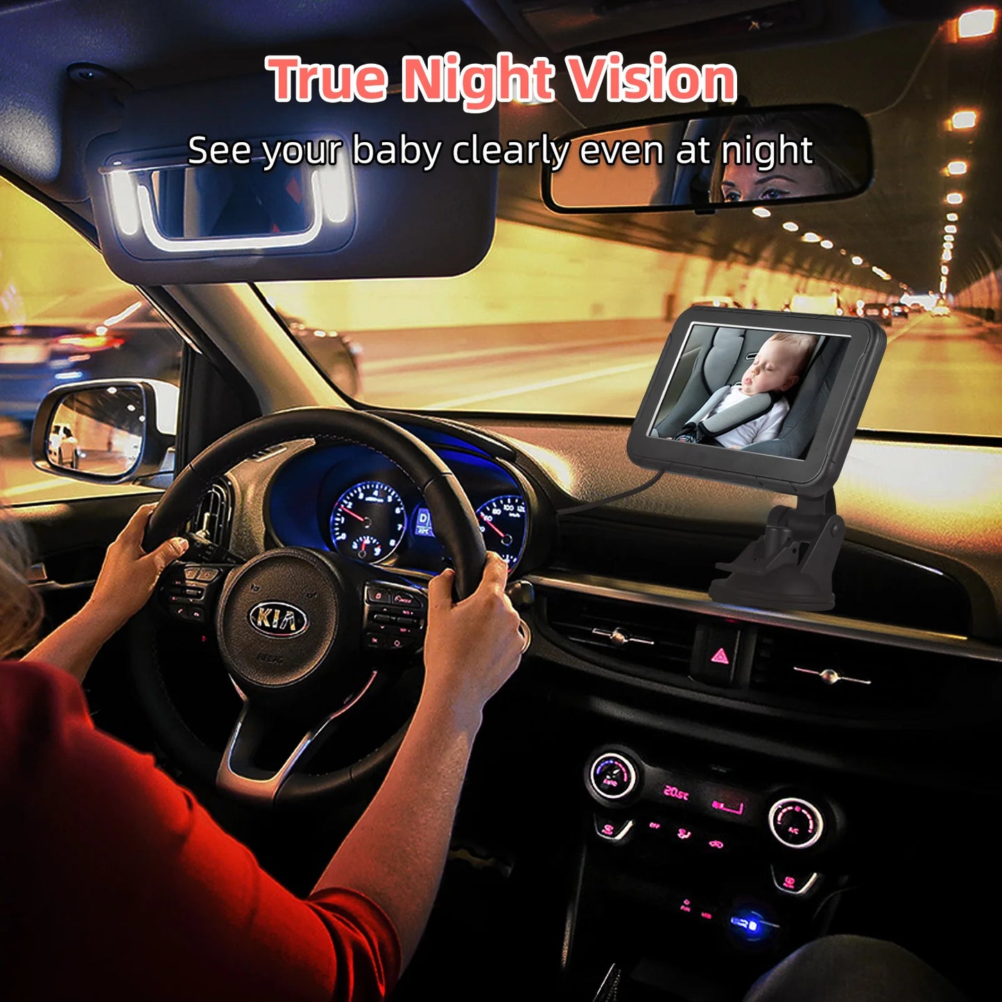 1080P Baby Car Camera – 5" Monitor, Night Vision, 360° View