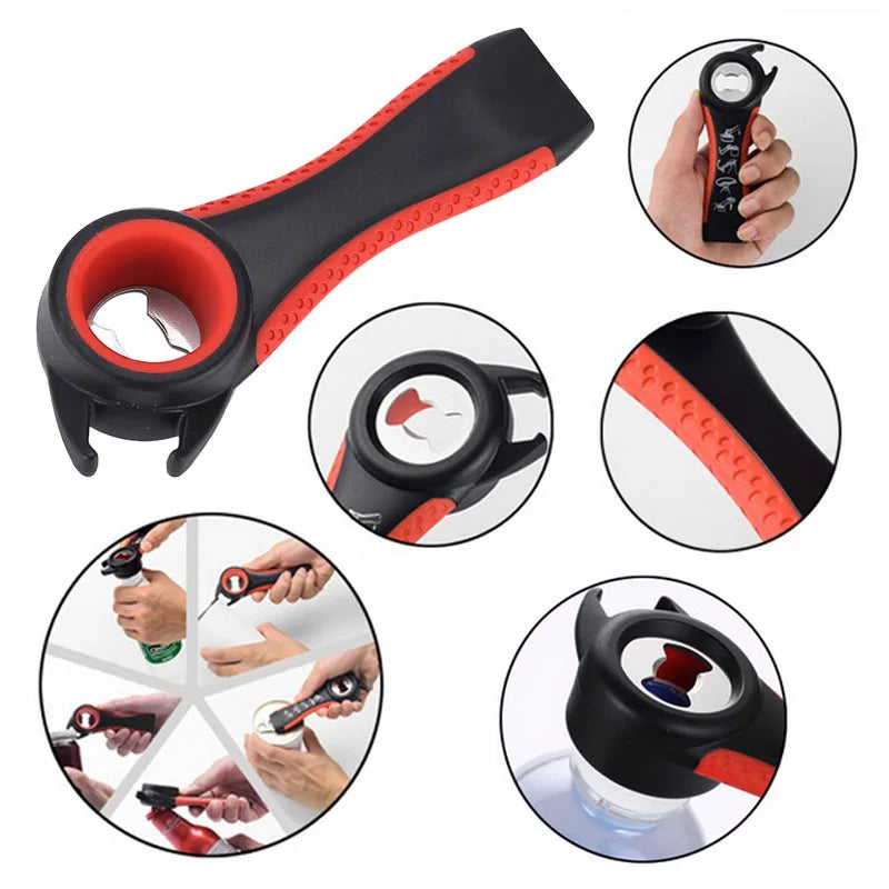5-in-1 Multifunctional Beer Bottle Opener Can Anti-Slip Handle Durable Camping Portable Home Kitchen Tool Beer Opener Corkscrew Peaceful Pleasures Health and Wellness