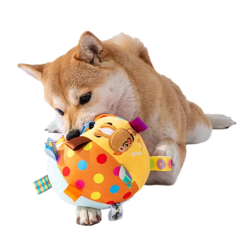 Funny Interactive Plush Vocal Dog Toy Ball with Bells Teeth Cleaning Chew Toy For Small Large Dogs Cats Puppy Plaything Peaceful Pleasures Health and Wellness