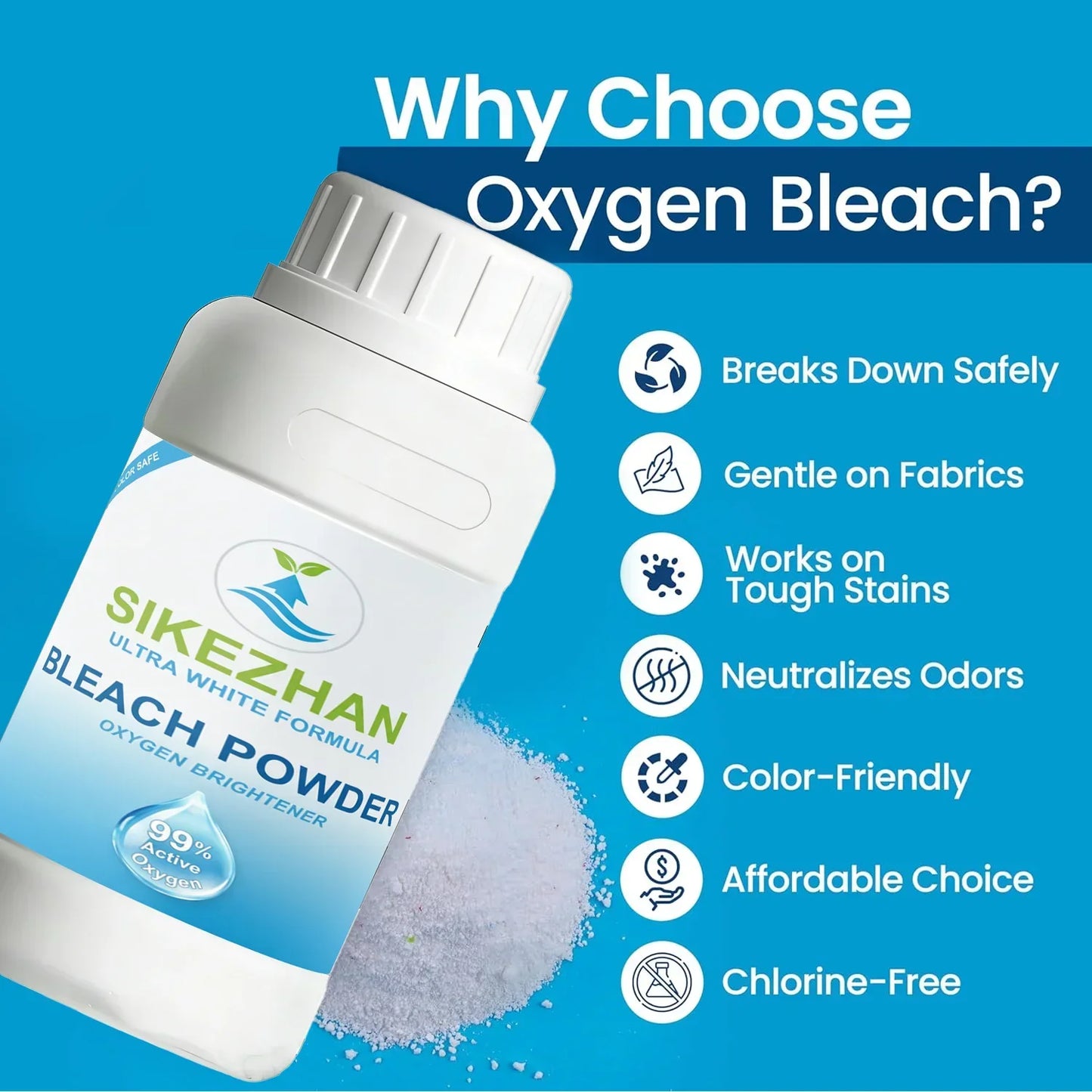 99% Pure Sodium Percarbonate Oxygen Bleach Powder | Color-Safe