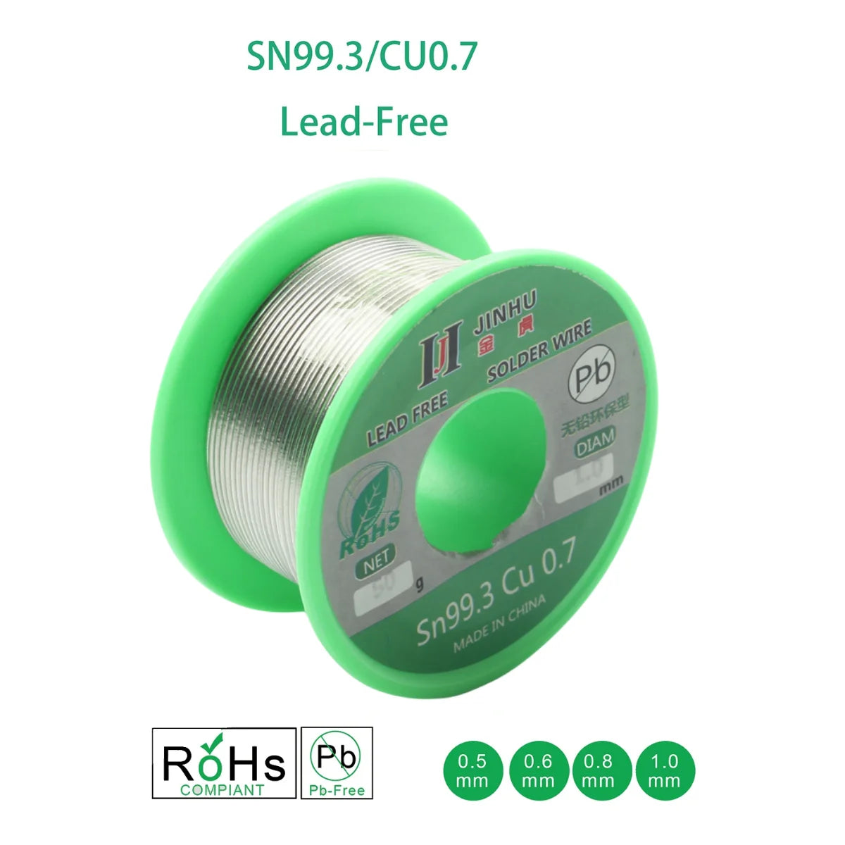 50g Lead-Free Solder Wire 0.5/0.8/1.0mm | Rosin Core RoHS Peaceful Pleasures Health and Wellness