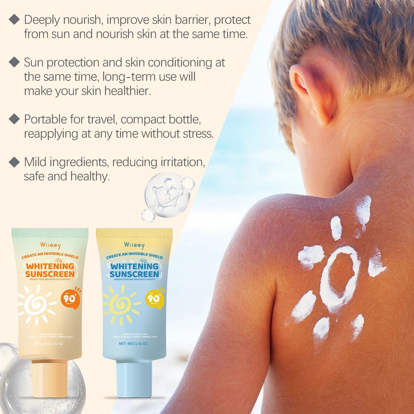 Kids Sunscreen Body Lotion Spf 50 Lightweight Non-greasy Refreshing Face Hydrating Brighten Broad Spectrum Moisturizing Sunblock Peaceful Pleasures Health and Wellness