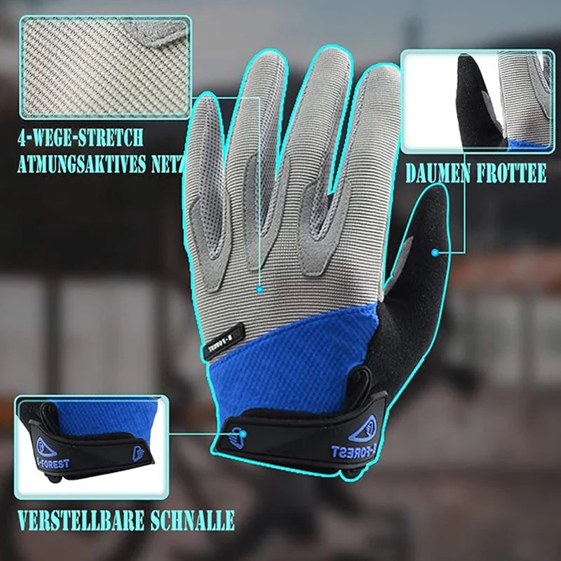 One Pair Gloves/Bike Gloves Full Finger Road Bicycle Gloves for Men and Women Anti-Slip Shock Gloves Peaceful Pleasures Health and Wellness Blue L