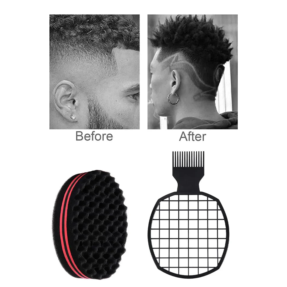 Wave Hair Brush, Pick Comb & Sponge Set – Afro Styling Kit