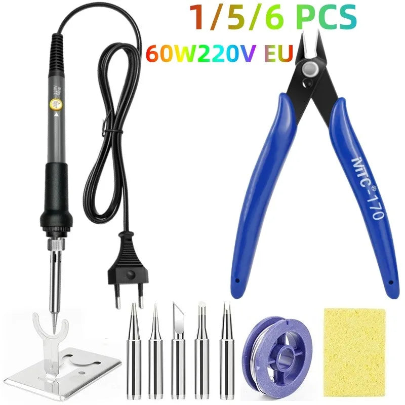 60W Adjustable Electric Soldering Iron Kit | CE Certified DIY Tool Peaceful Pleasures Health and Wellness