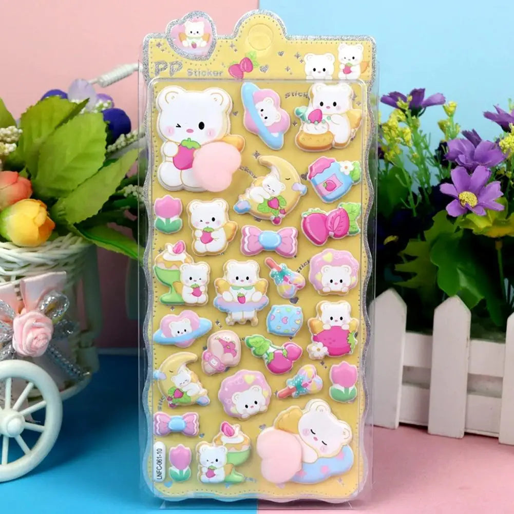 3D Puffy Squishy Cartoon Stickers – Rabbit, Capybara & Bear Stress Relief Decals Peaceful Pleasures Health and Wellness