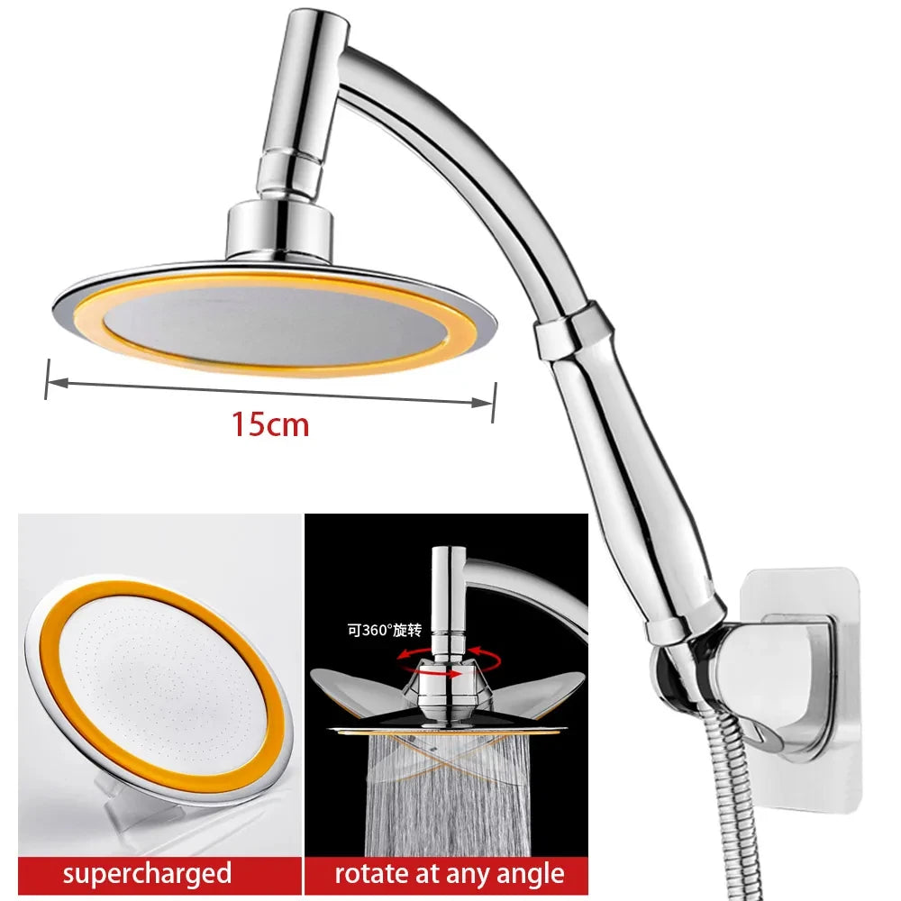 6-Inch Round Rainfall Handheld Shower Head | 360° Adjustable