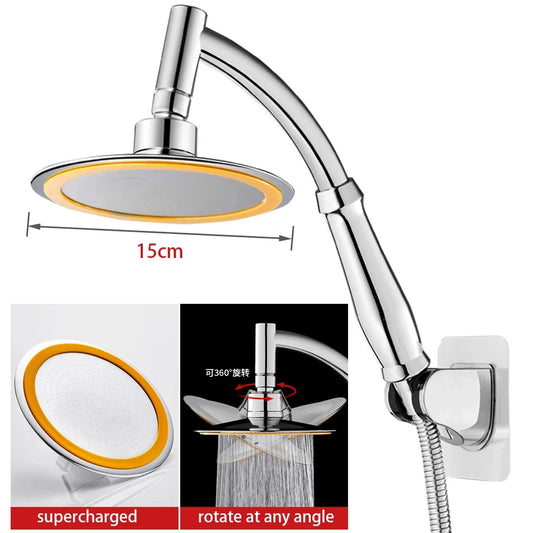 6-Inch Round Rainfall Handheld Shower Head | 360° Adjustable Handheld Shower Head Peaceful Pleasures Health and Wellness