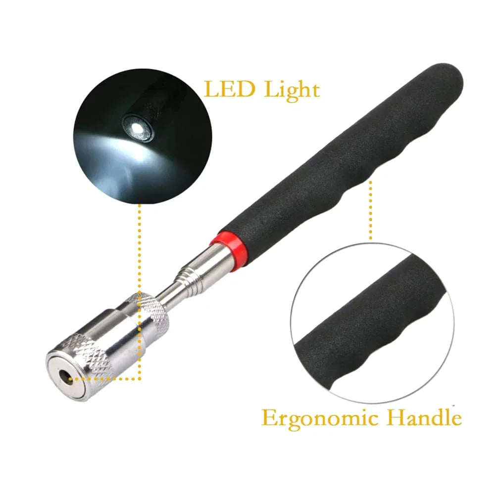 New Telescopic Adjustable Portable Magnet Pick Up Tool Magnetic Telescopic Magnet Grip Pen Telescopic Magnet Stick with Light Peaceful Pleasures Health and Wellness