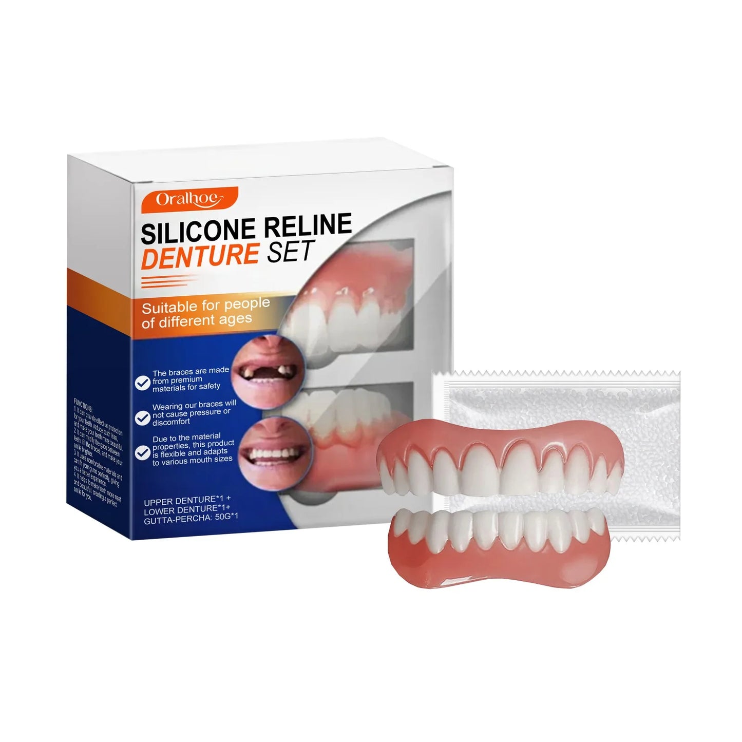 Oralhoe Soft Silicone Denture Liner Kit – Upper & Lower Set