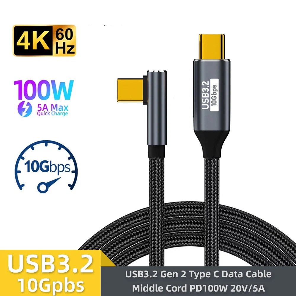 USB-C to USB-C PD 100W Cable | 10Gbps 5A 4K 60Hz Fast Charge