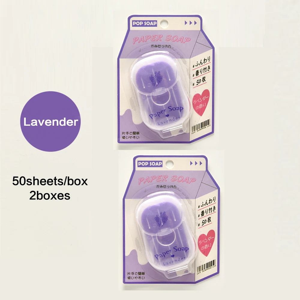 Portable Hand Soap Sheets for Travel | Dissolving Cleanser Wipes | Alcohol-Free | On-the-Go 50 sheets/box Peaceful Pleasures Health and Wellness 2boxes Lavender