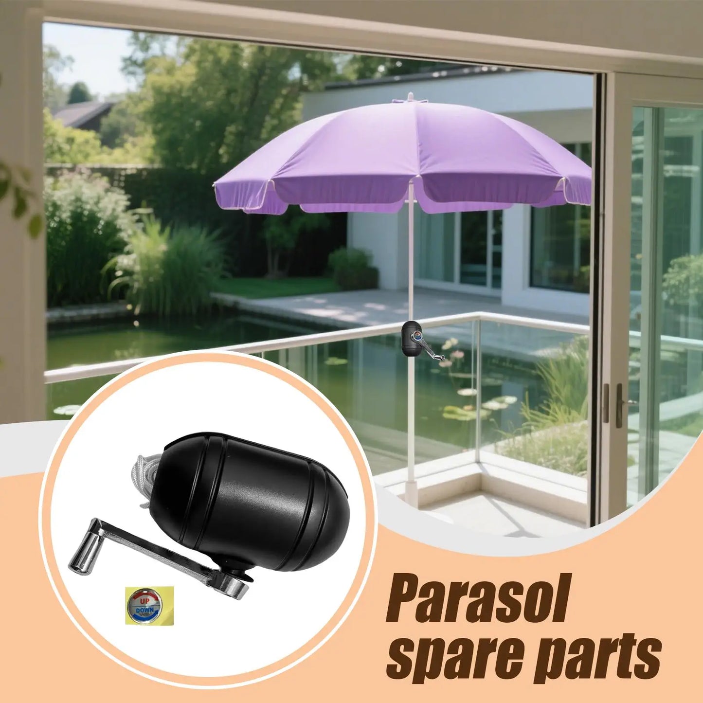 Patio Umbrella Accessories Space-saving Parasol Parts Hand Cranked Long-Lasting Middle Column Umbrella For Balcony Pool Picnic Peaceful Pleasures Health and Wellness