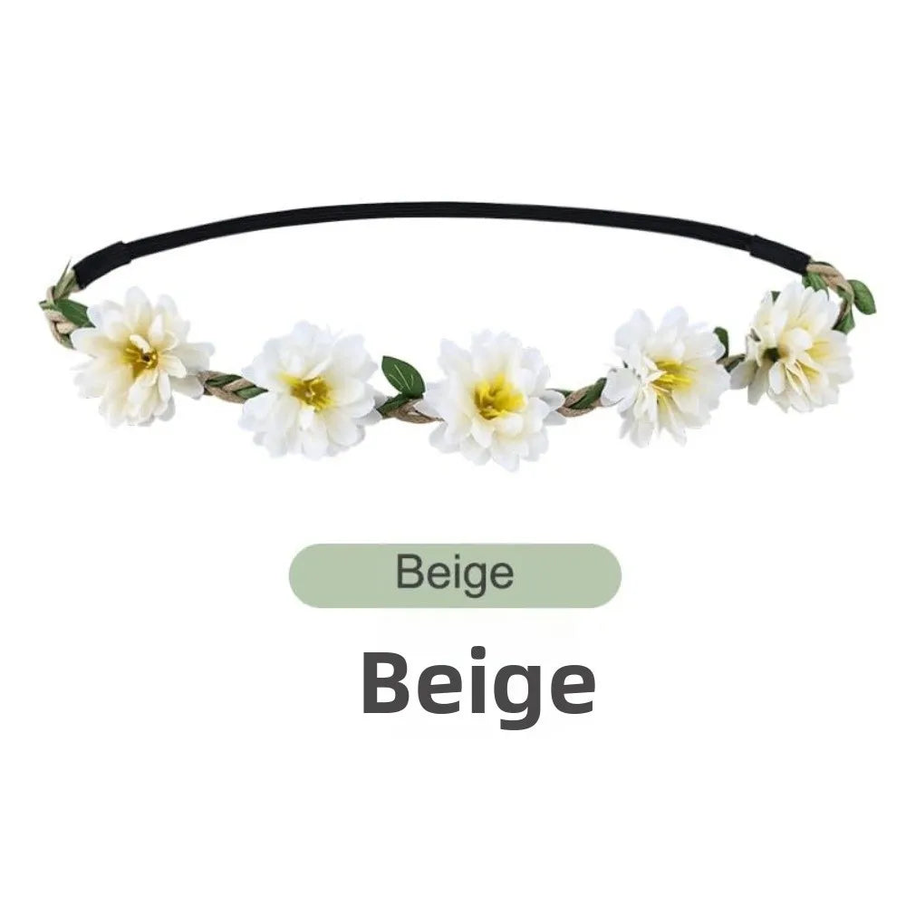 Pink Rose Floral Crown – Boho Adjustable Ribbon Headpiece