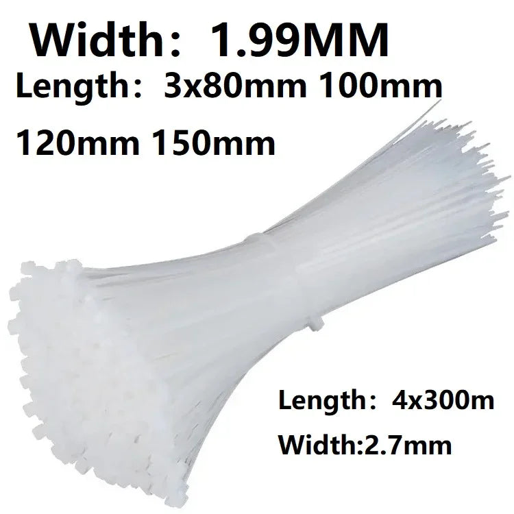 100Pcs White Nylon Self-Locking Cable Ties | Multi-Size Wire Organiser Nylon Cable Ties Peaceful Pleasures Health and Wellness