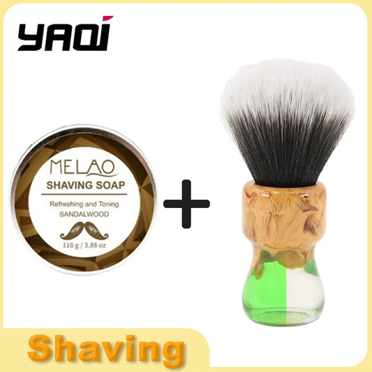 Yaqi Durability 24mm Goblin Synthetic Husky Knot Shaving Brush & Sandalwood Soap Set Lightweight Versatile Wet Shaving Brush Peaceful Pleasures Health and Wellness R210510-XZ002
