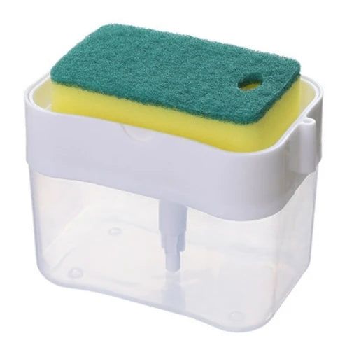 Washing Detergent Press Cleaning Pot Brush Kitchen Style Automatic Liquid Dispenser Dishwashing Brush Pot Tool Soap Dispenser Peaceful Pleasures Health and Wellness WHITE