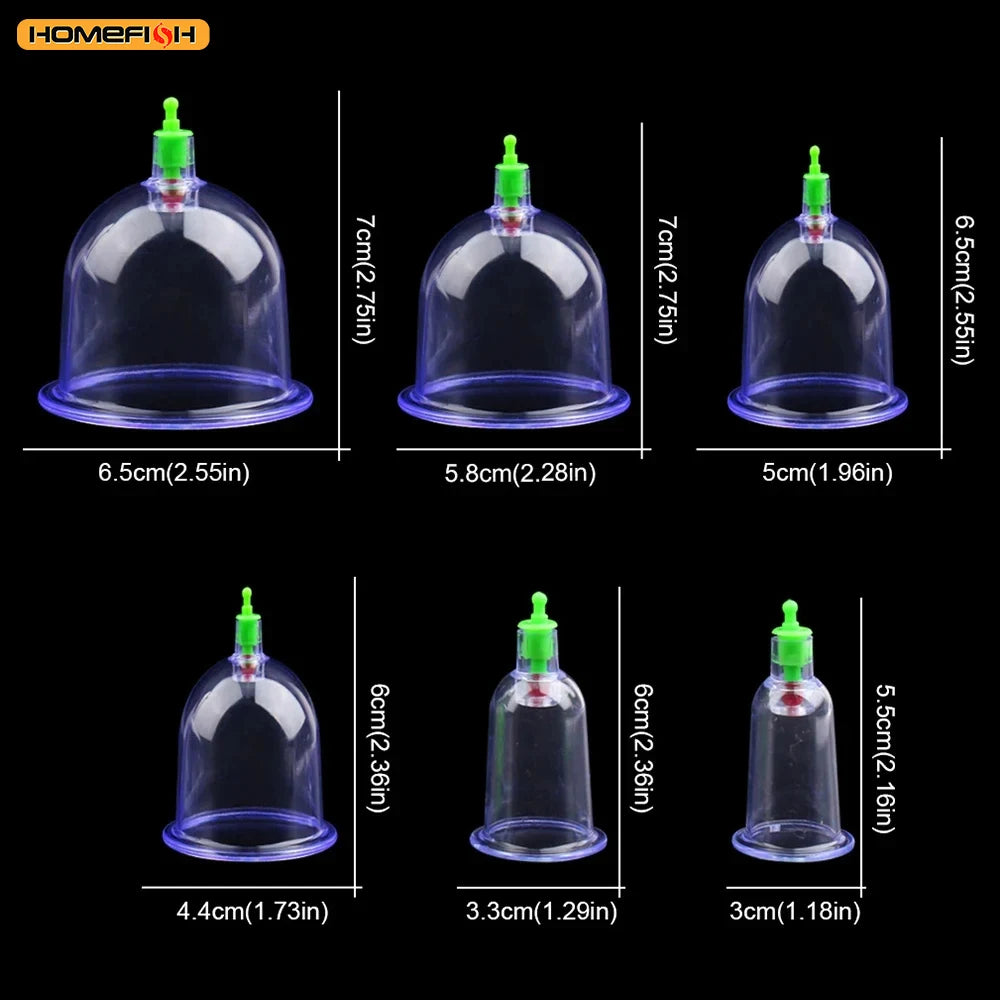 Vacuum Cupping Massage Kit – 6 Cups + Pump Gun | Anti-Cellulite