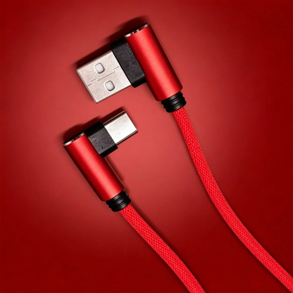 5A 40W SuperCharge USB A to Type C Cable 90 Degree Elbow Fast Charging Braided Cord for Huawei Samsung Gaming Peaceful Pleasures Health and Wellness 1pcs Red 0.25m