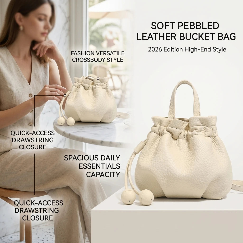 Women Drawstring Bucket Bag Large Capacity Soft Shoulder Crossbody Bag for Daily Use Peaceful Pleasures Health and Wellness