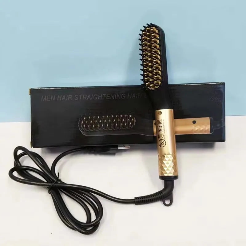 Hair Straightener Multifunctional Professional For Men Beard Straightener Brush Grooming Hot Comb Beard Best Hair Straightener Peaceful Pleasures Health and Wellness Gold UK