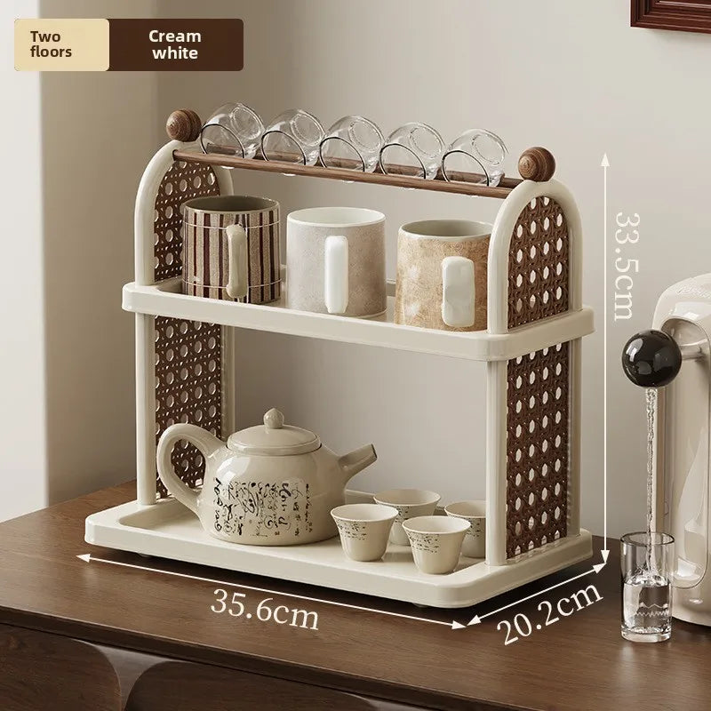 Multi-Purpose Cup Holder Organizer - Drying Rack for Coffee Mugs, Tea Cups & Kitchen Glassware with Space-Saving Design Peaceful Pleasures Health and Wellness L White