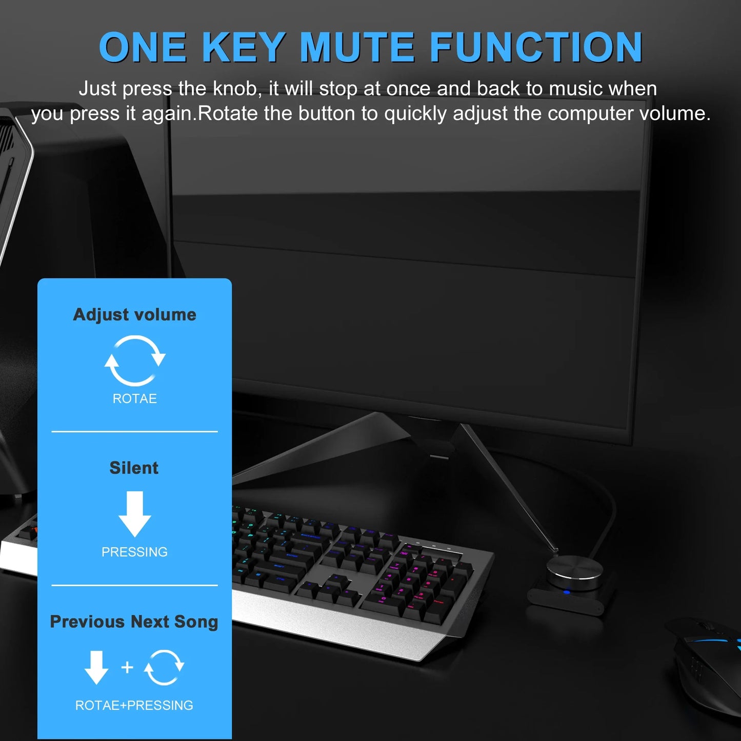 USB Volume Control Knob 2 Modes Multimedia Controller PC Computer Speaker Audio Volume Controller for Windows/Android/Mac IOS Peaceful Pleasures Health and Wellness
