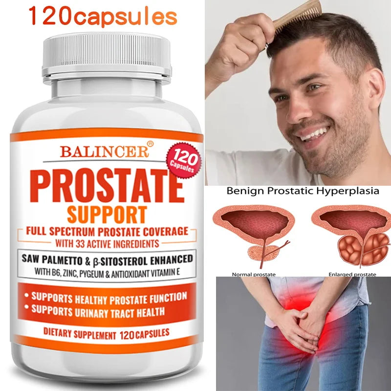 Beta-Sitosterol Saw Palmetto Capsules for Men's Prostate Health Vitamins Supports Hair Growth Men's Health Urinary Tract Health Peaceful Pleasures Health and Wellness