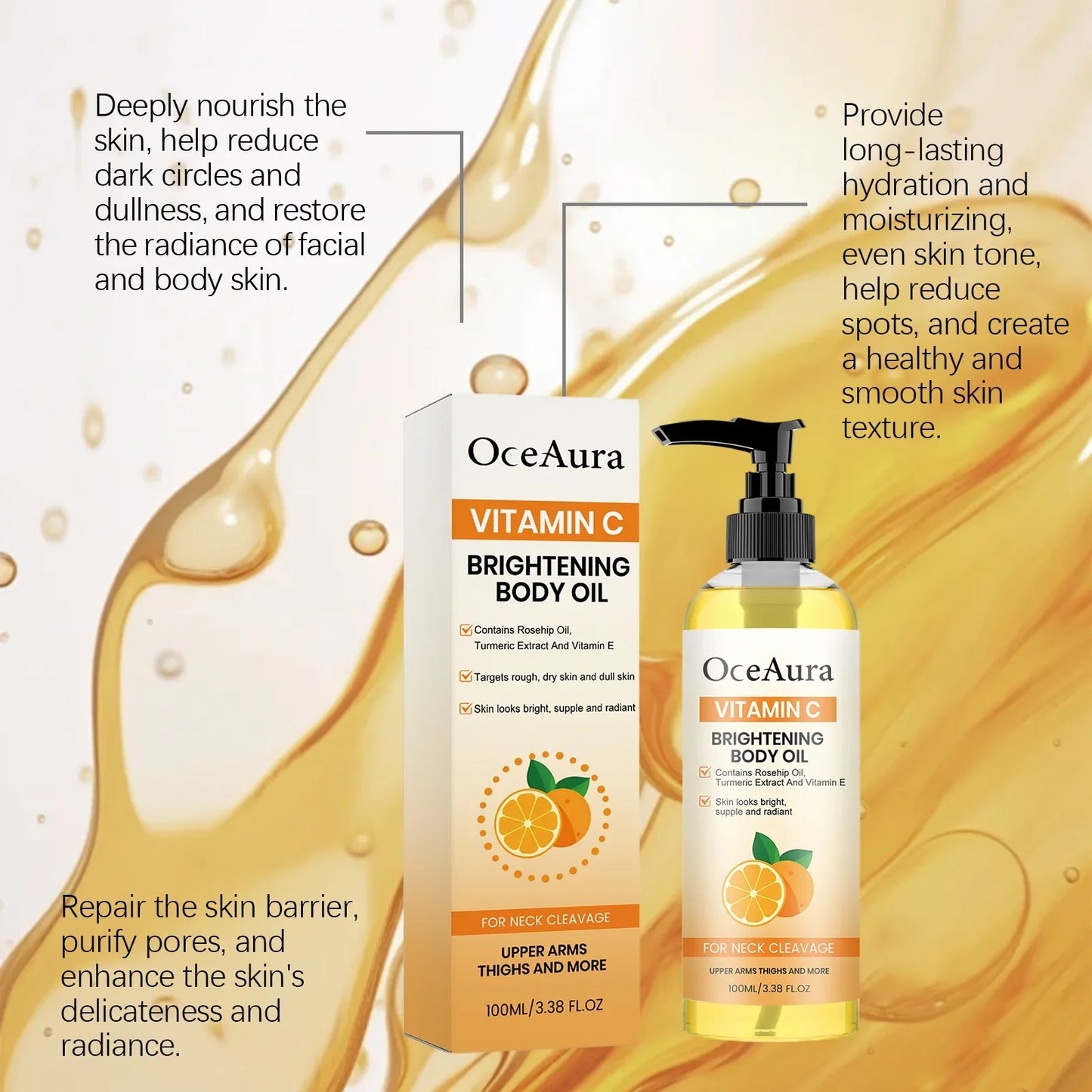 Vitamin C Body Oil – Turmeric & Rosehip Brightening 100ml