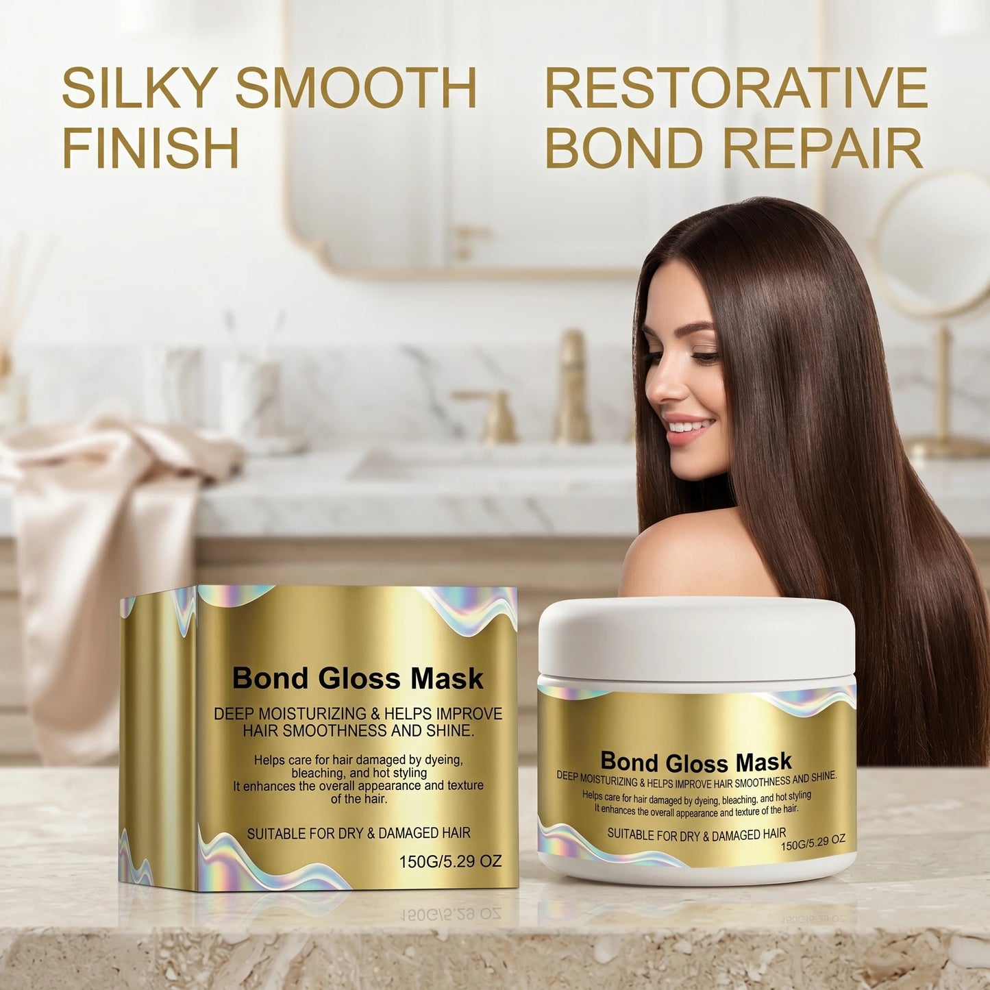 Gloss Hair Mask for Bleached & Dry Damaged Hair Repairing & Hydrating Restores Smoothness & Shine Anti Frizz Hair Care Mask Peaceful Pleasures Health and Wellness