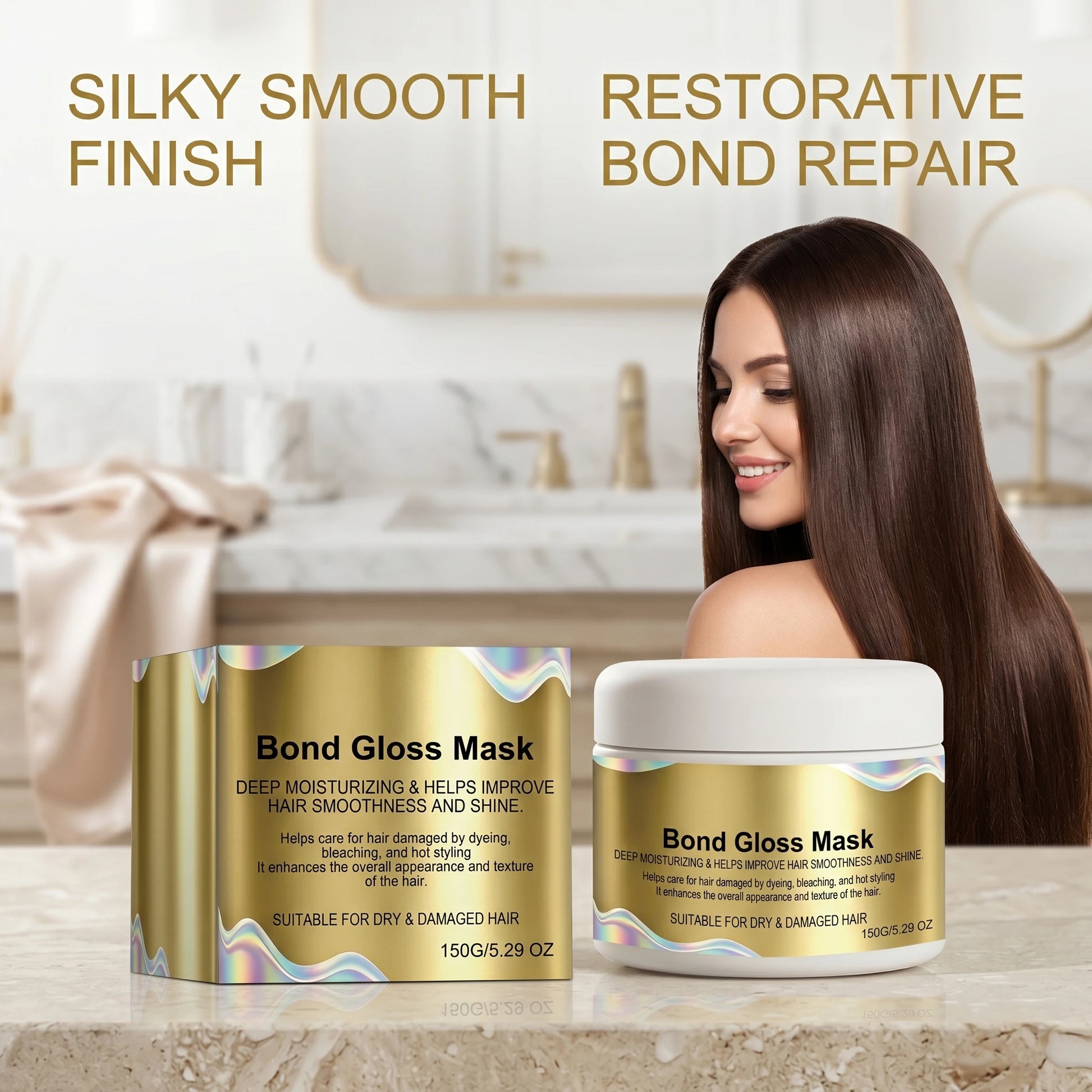Gloss Hair Mask for Bleached & Dry Damaged Hair Repairing & Hydrating Restores Smoothness & Shine Anti Frizz Hair Care Mask Peaceful Pleasures Health and Wellness