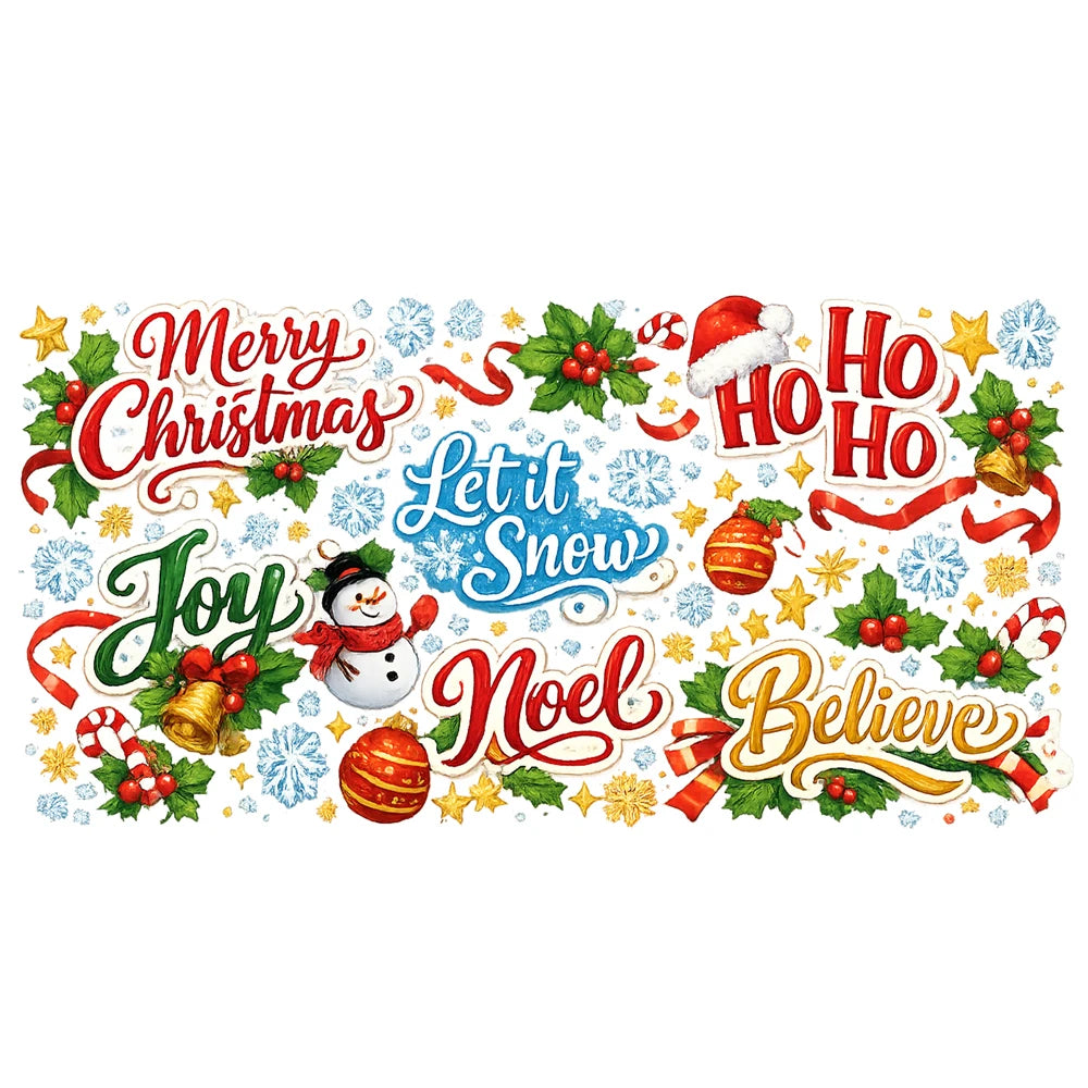 Christmas Watercolor UV DTF Transfer Sticker | Mug & Tumbler DIY