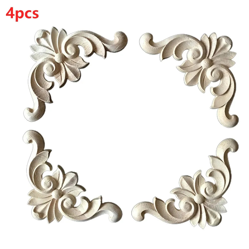 Wooden Carved Corner Onlay Furniture Applique Decorate Walls Doors