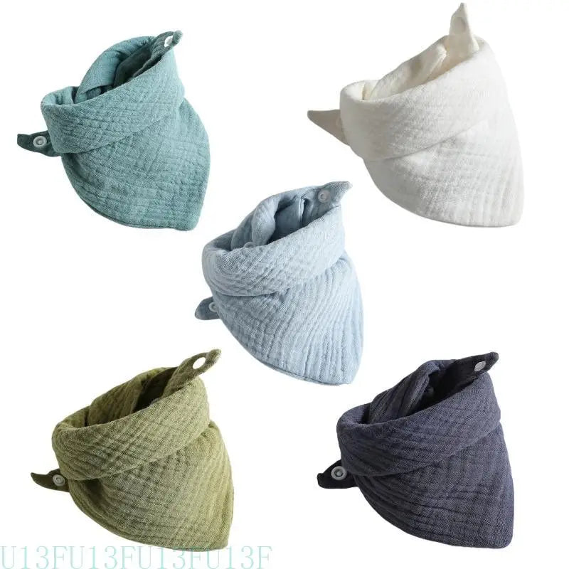 5-Pack Soft Cotton Baby Bandana Bibs | Snap Button Drool Cloths