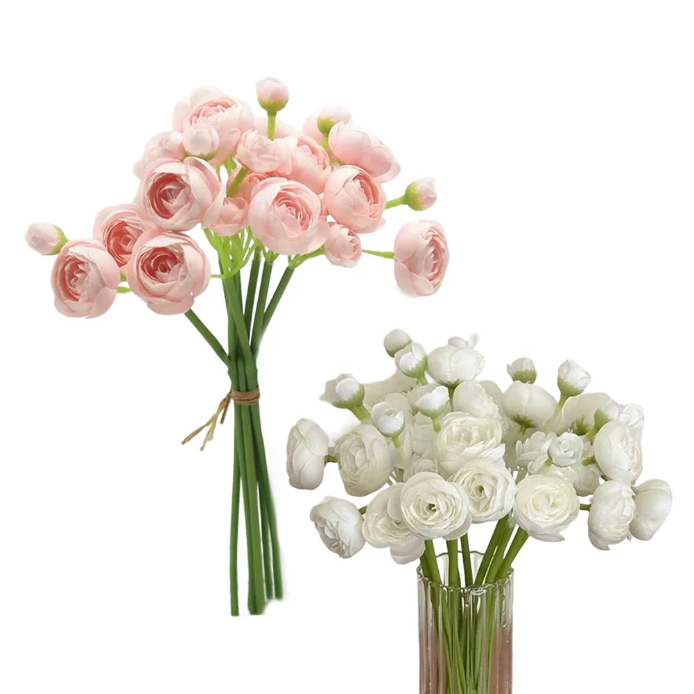 Ranunculus Artificial Flowers Faux Silk Peonies Bulk Vase Rose